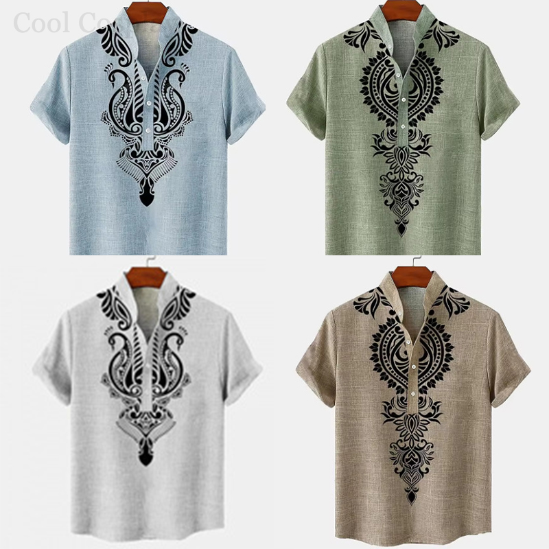 Male Retro Tops Henley Shirt M – Ethnic Fashion For Men recenzja i cena