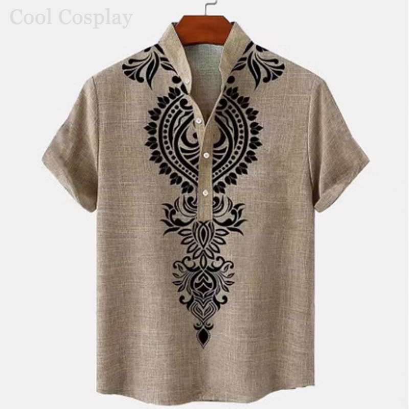 Male Retro Tops Henley Shirt M – Ethnic Fashion For Men recenzja i cena