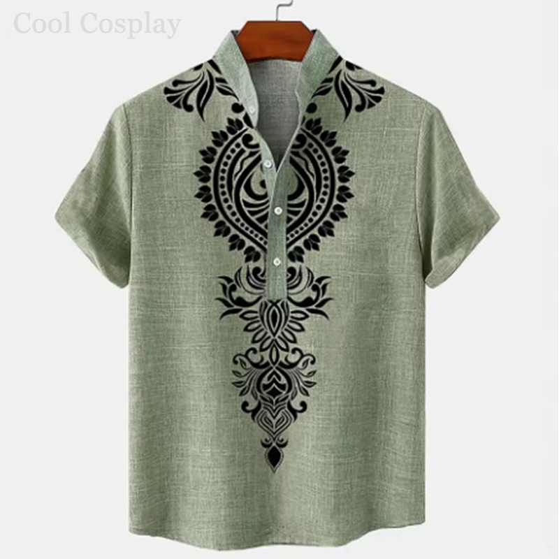 Male Retro Tops Henley Shirt M – Ethnic Fashion For Men recenzja i cena