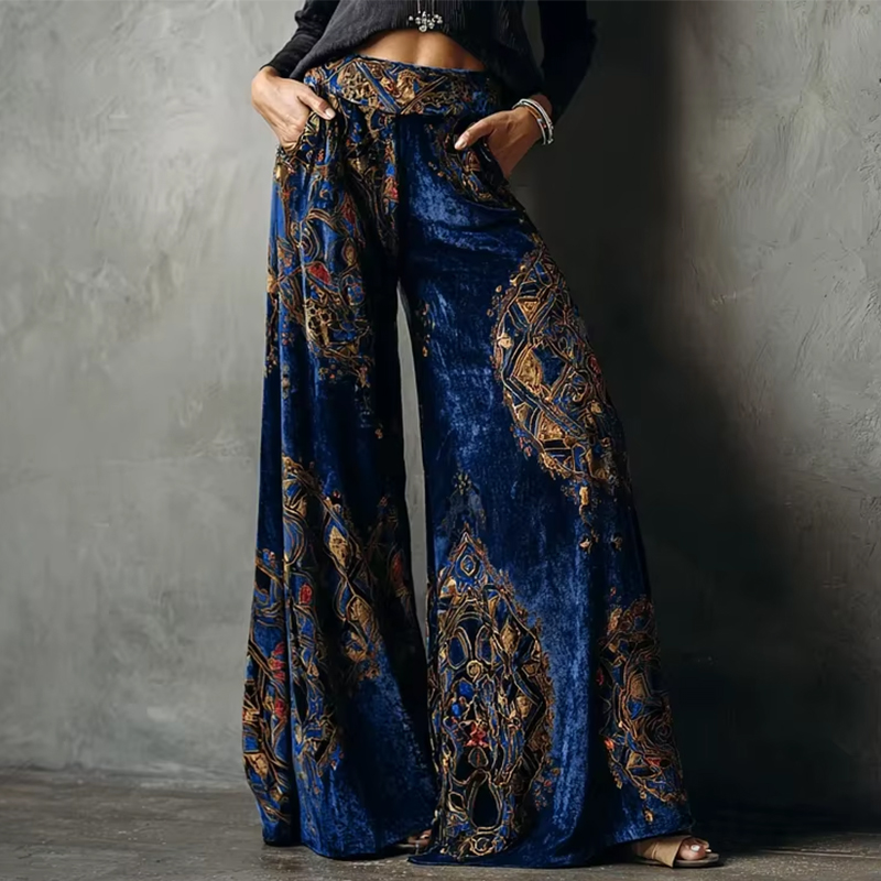 Wide Leg Pants Women Retro Eth – Winter Ethnic Fashion For Women recenzja i cena