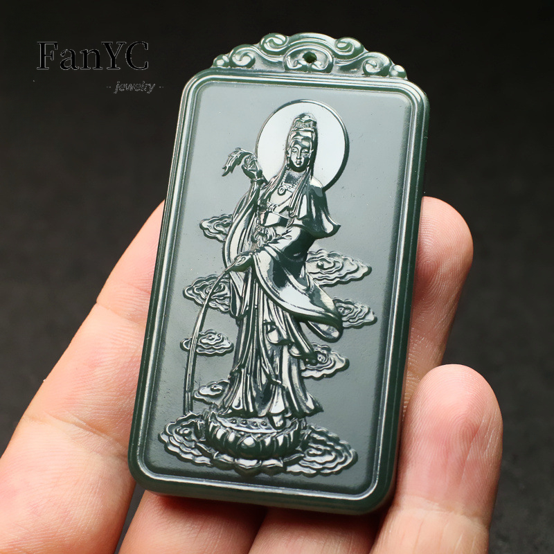 Natural Hetian Jade Qingyu Gua – Ethnic Fashion For Men recenzja i cena