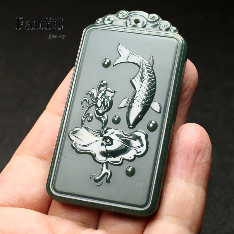 Natural Hetian Jade Qingyu Gua – Ethnic Fashion For Men recenzja i cena