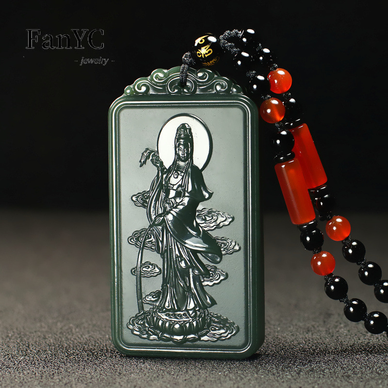 Natural Hetian Jade Qingyu Gua – Ethnic Fashion For Men recenzja i cena