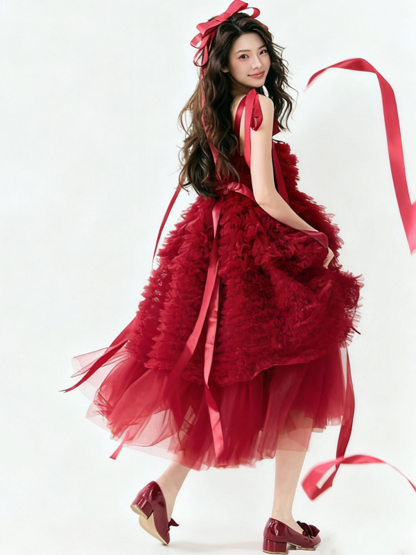 Red Tulle Skirt Artistic Birth – Ethnic Fashion Studio recenzja i cena